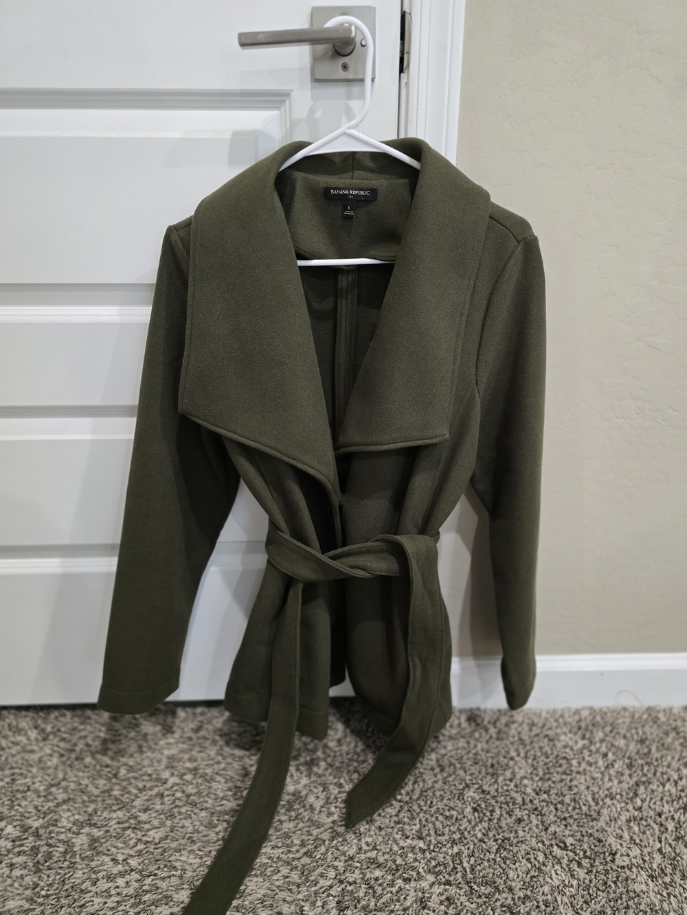 Banana Republic Olive Green Tie-Waist Coat